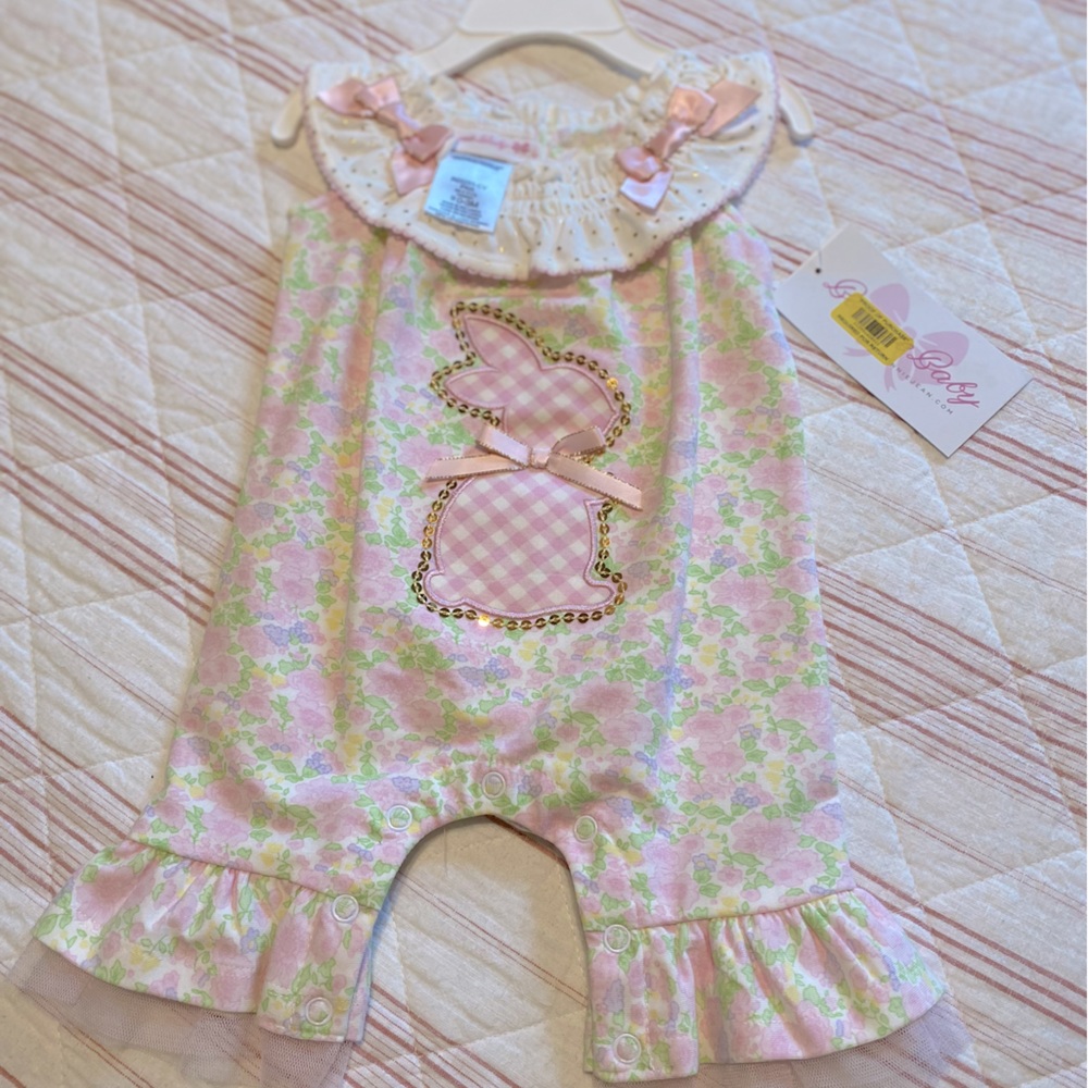 Floral bunny romper NWT
